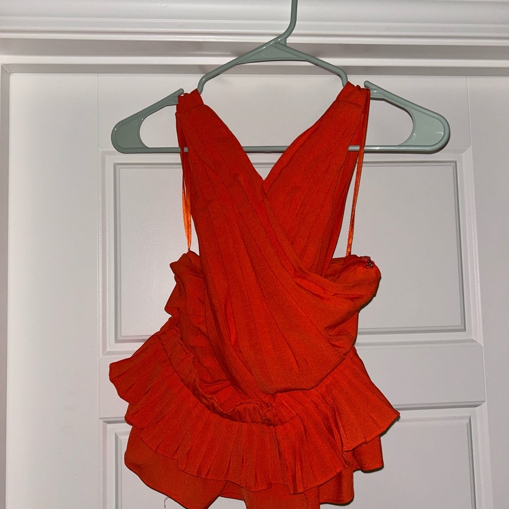 DO+BE Orange Ruffled Blouse